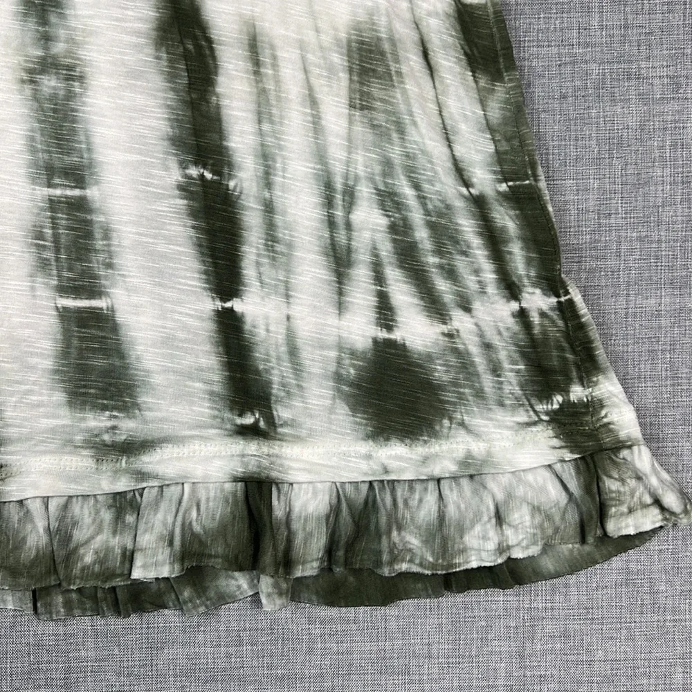 Style & Co Olive Green Tie Dye Ruffle Hem Top Size XS - Picture 4 of 5
